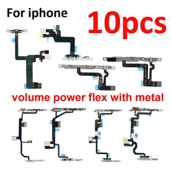 10 шт./лот Power Flex с Металлическим Держателем Для iPhone 5 5S 6 6S 7 8 Plus X Переключатель Отключения Звука Кнопка Регулировки Громкости Питания Гибкий Кабель