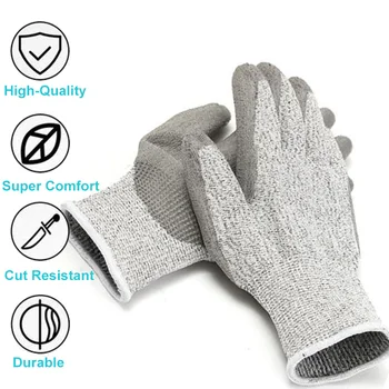 100% Высококачественные защитные перчатки из промышленного волокна HPPE, устойчивые к порезам, Уровень 5 с рабочей перчаткой для защиты ладоней, смоченной в полиуретане