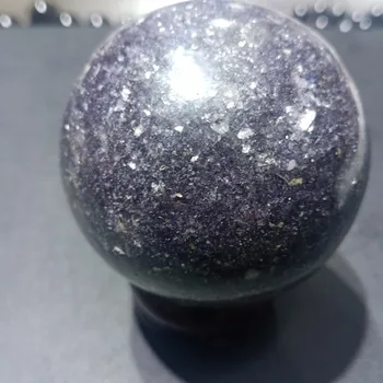 DHXYZB 65-80 мм природа фиолетовый слюдяной шар кристалл кварца минеральный слюдяной каменный шар рейки исцеляющий Подарок деревянная основа домашнего Декора