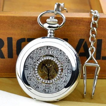 Высококачественные механические карманные часы с выдолбленным цветком, винтажные карманные часы, коллекция мужских подарочных часов с цепочкой