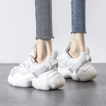 Женская обувь Daddy Shoes 2023, Весенне-осенняя новинка, универсальные белые кроссовки для бега на толстой подошве, женская повседневная обувь