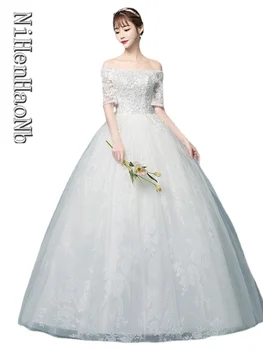 Модное свадебное платье на шнуровке, бальные платья невесты с коротким рукавом, платья принцессы больших размеров, Vestidos De Novia