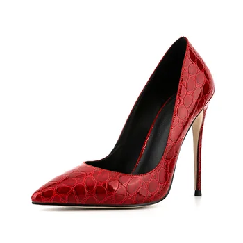 Пикантные женские туфли на высоком каблуке, Тонкий каблук с крокодиловым принтом, Осенняя женская обувь из лакированной кожи, Роскошная Брендовая Женская обувь 2023 г.