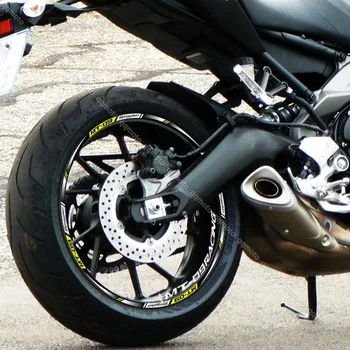 Для YAMAHA MT09 MT-09 mt 09 Светоотражающие аксессуары для мотоциклов Наклейка на колесо, наклейки на ступицу, логотип на ободе, водонепроницаемая лента в полоску Изображение 2