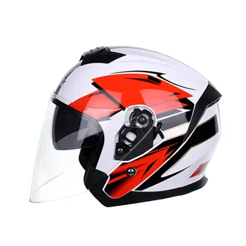 Красно-белый мотоциклетный шлем 