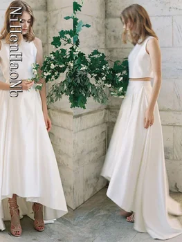 -Линии атласная свадебное платье топ и юбка комплект платье невесты брак платья Изображение 2