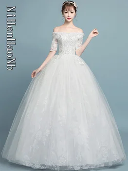 Модное свадебное платье на шнуровке, бальные платья невесты с коротким рукавом, платья принцессы больших размеров, Vestidos De Novia Изображение 2