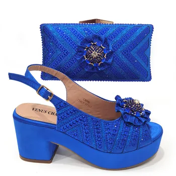 Покажите модные итальянские комплекты обуви и сумок в африканском стиле для вечерней вечеринки с камнями, итальянские сумки пурпурного цвета сочетаются с сумками!   HGB1-31 Изображение 2