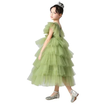 Элегантное платье для причастия с оборками для девочек, бальное платье, платья в цветочек для девочек, Детская принцесса на свадьбу для девочек-Цветы Изображение 2